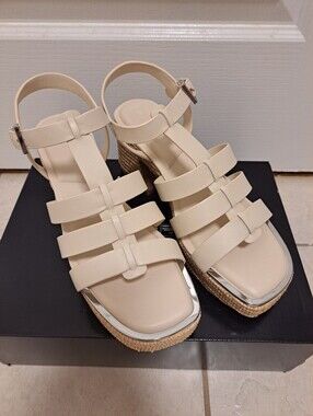 DKNY Women’s Cream Strappy Platform Sandals